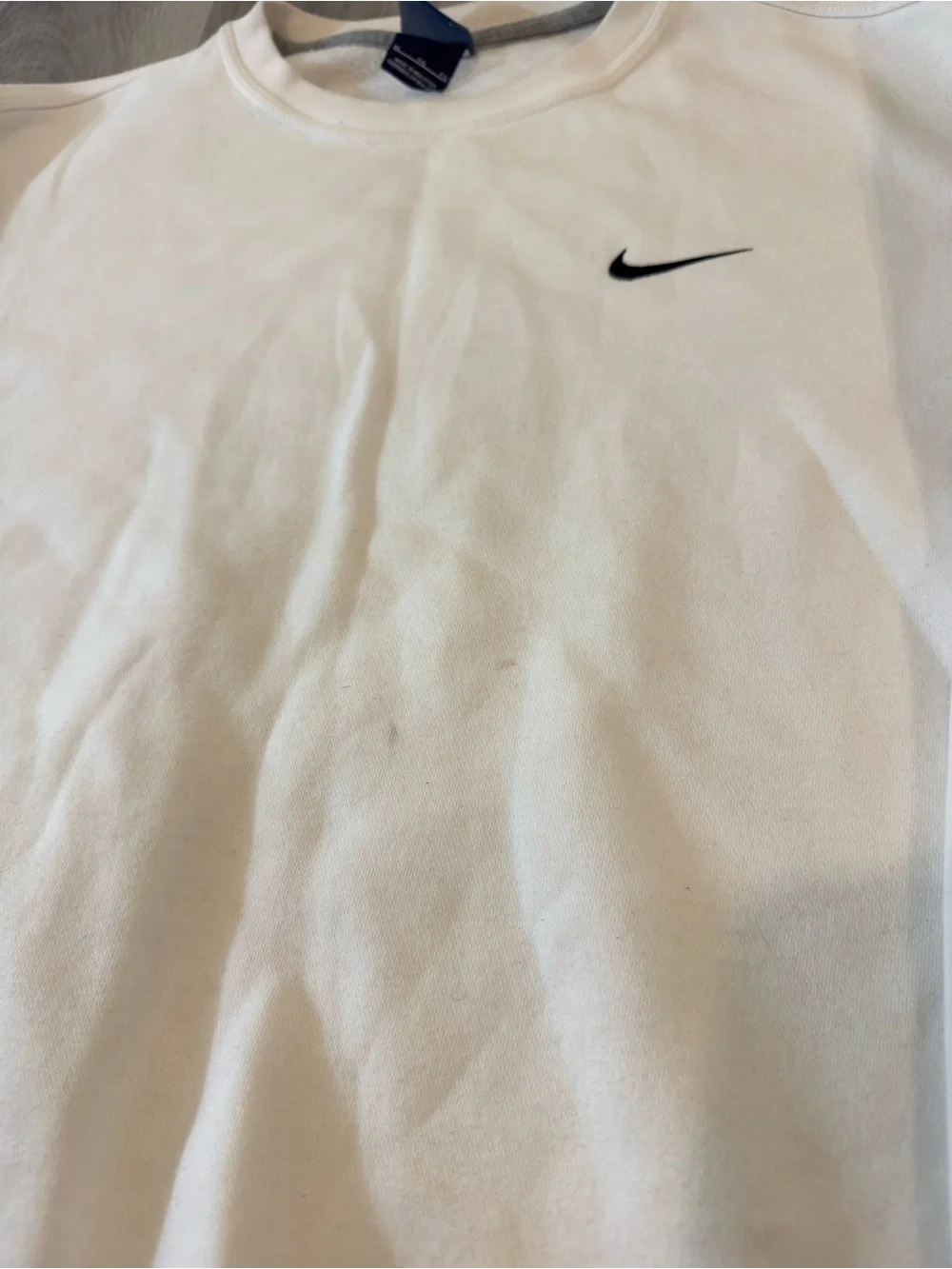 Nike White Crew Sweatshirt with Black Swoosh